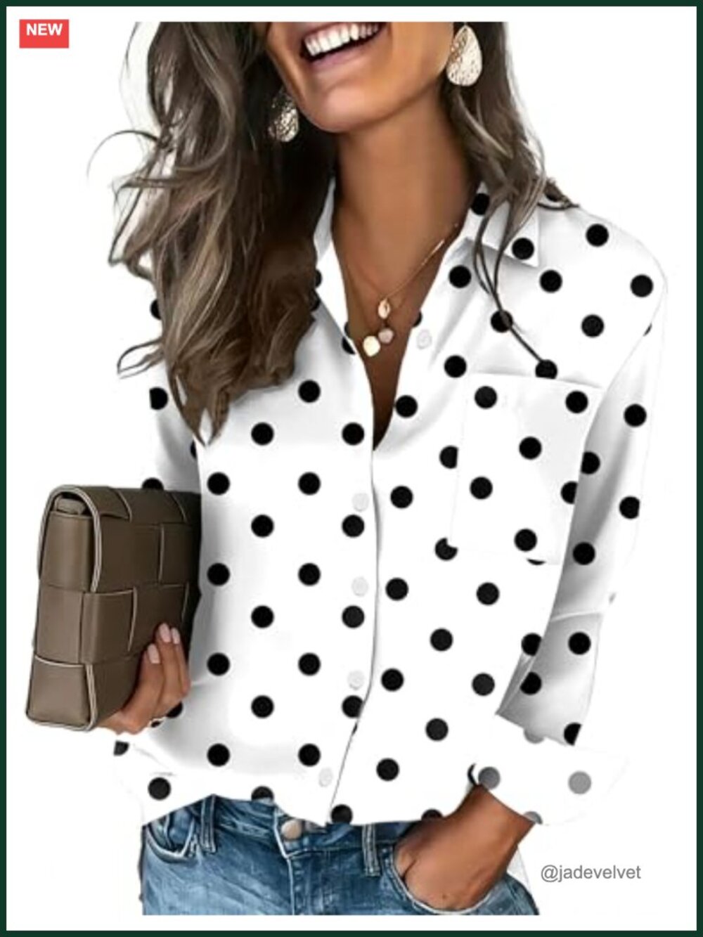 Women's Long Sleeve Button Down Shirt V-Neck Blouse 92% Polyester 8% Spandex